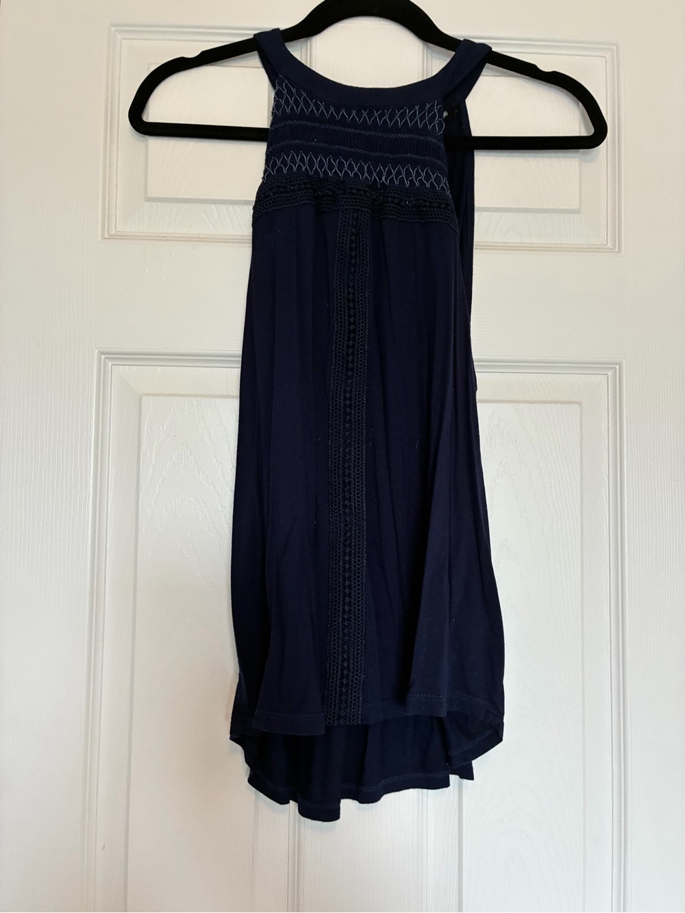 Cable & Gauge Navy Crochet High-Neck Tank